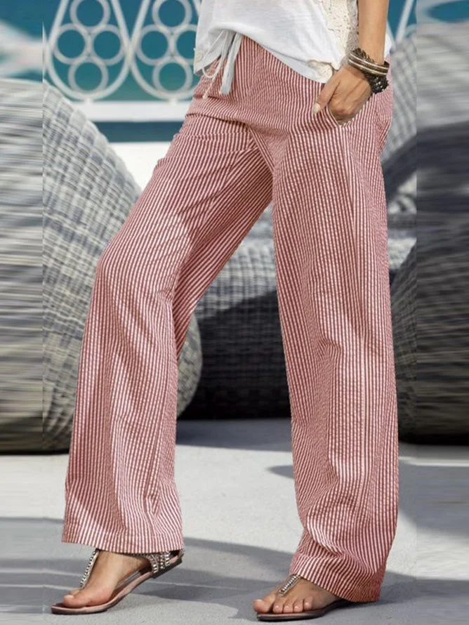 Women's Casual Striped Print Trousers