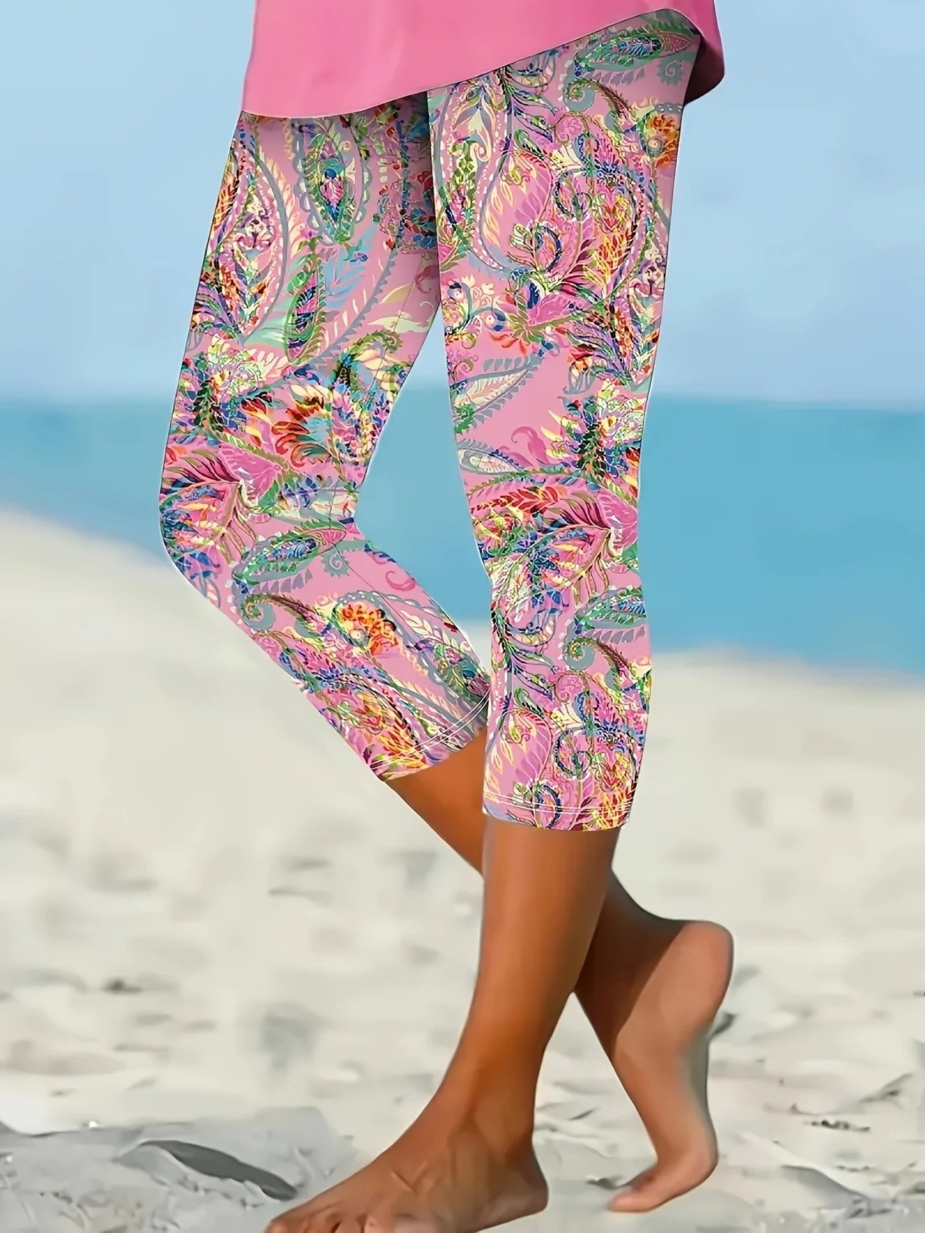 Casual Paisley Cotton Regular Fit Leggings