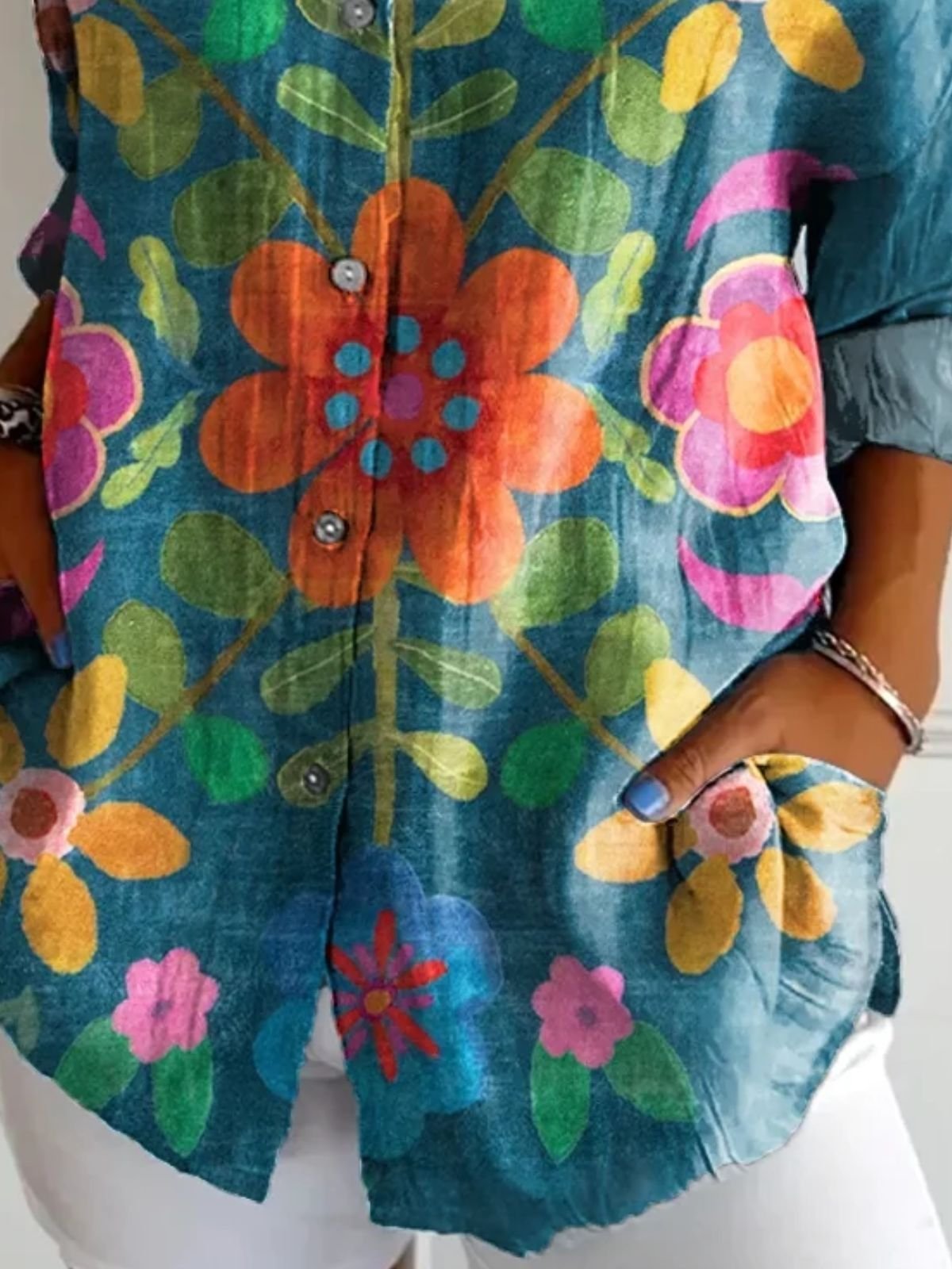 Casual Cotton Floral Shirt