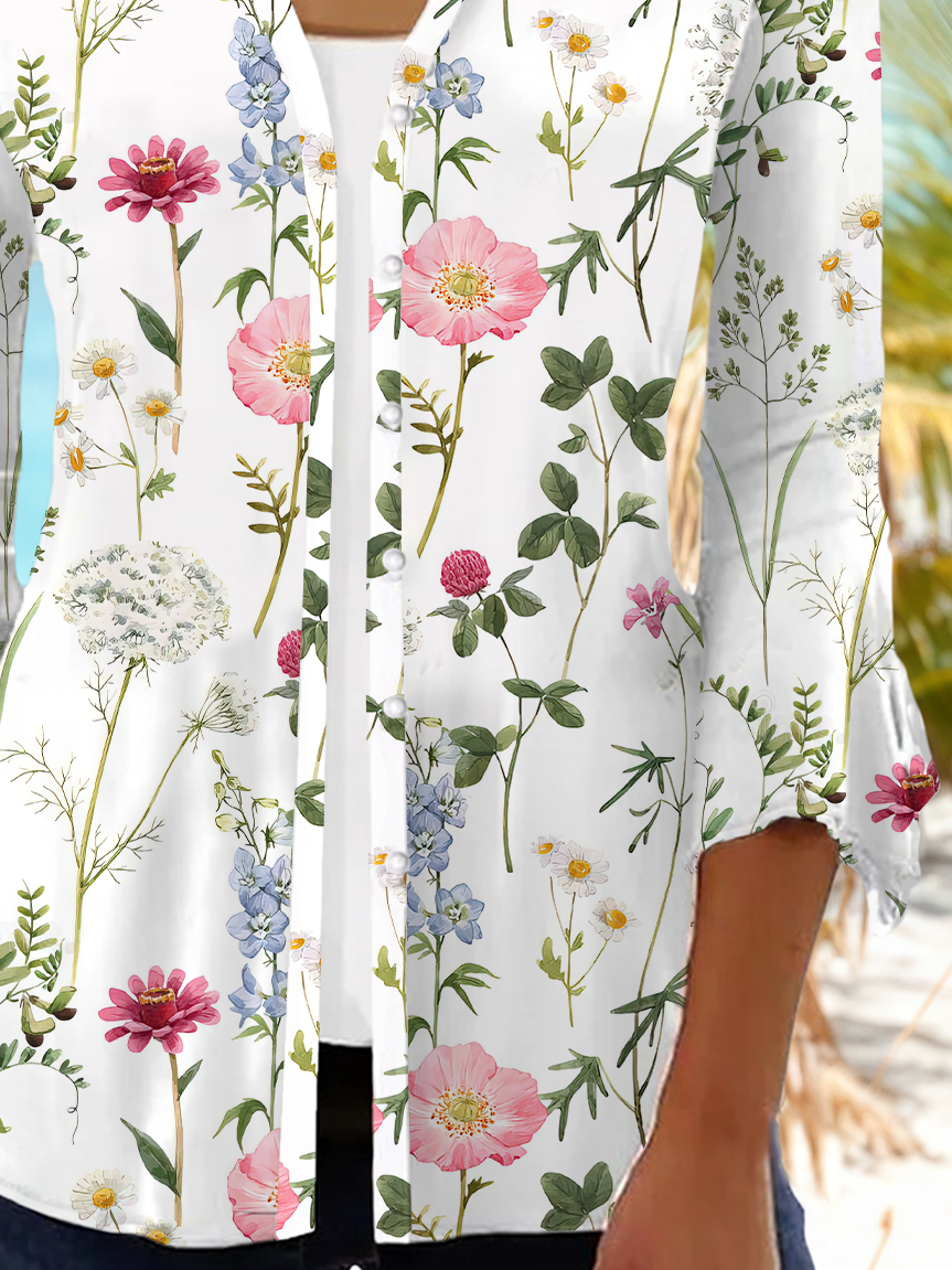 Women's Floral Print Casual Half Sleeve Cardigan