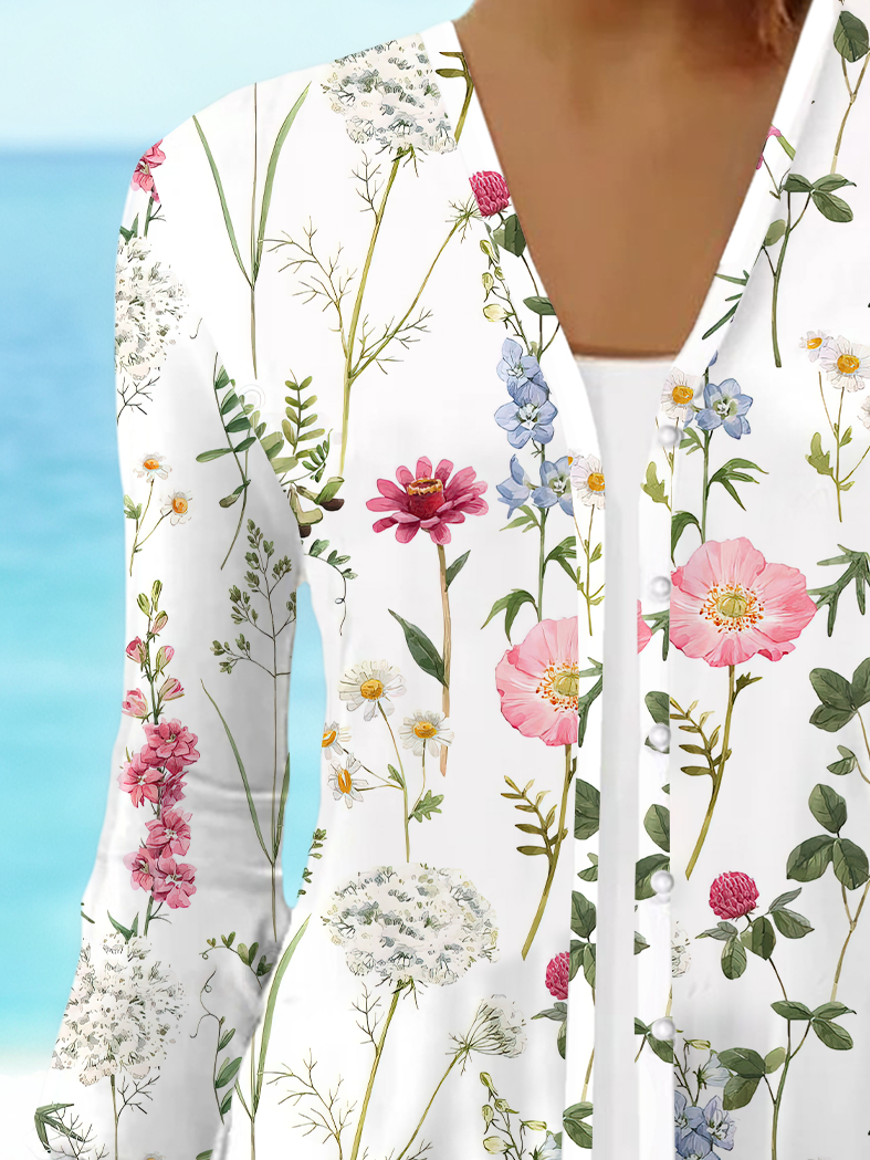 Women's Floral Print Casual Half Sleeve Cardigan