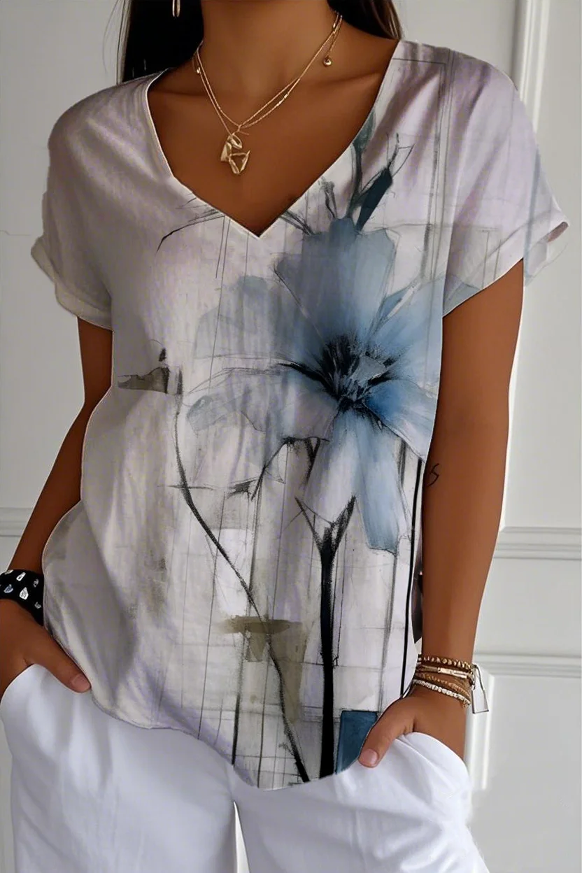 Casual Gradient Pattern Loose T-Shirt