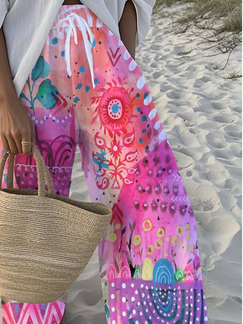 Loose Multicolor Block Casual Pants