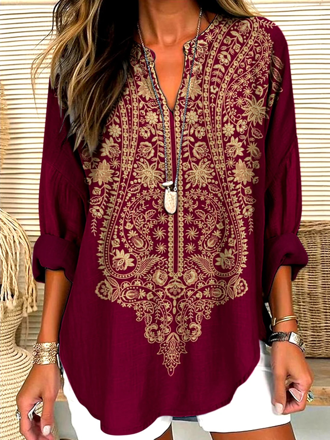 Regular Fit Geometric Casual Shirt