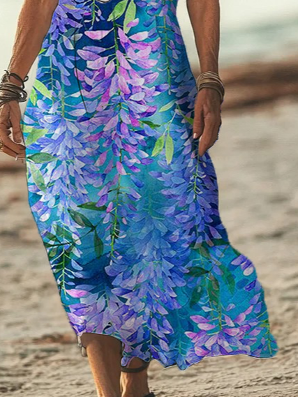 Women's Floral Print Casual V-Neck Short Sleeve Dress