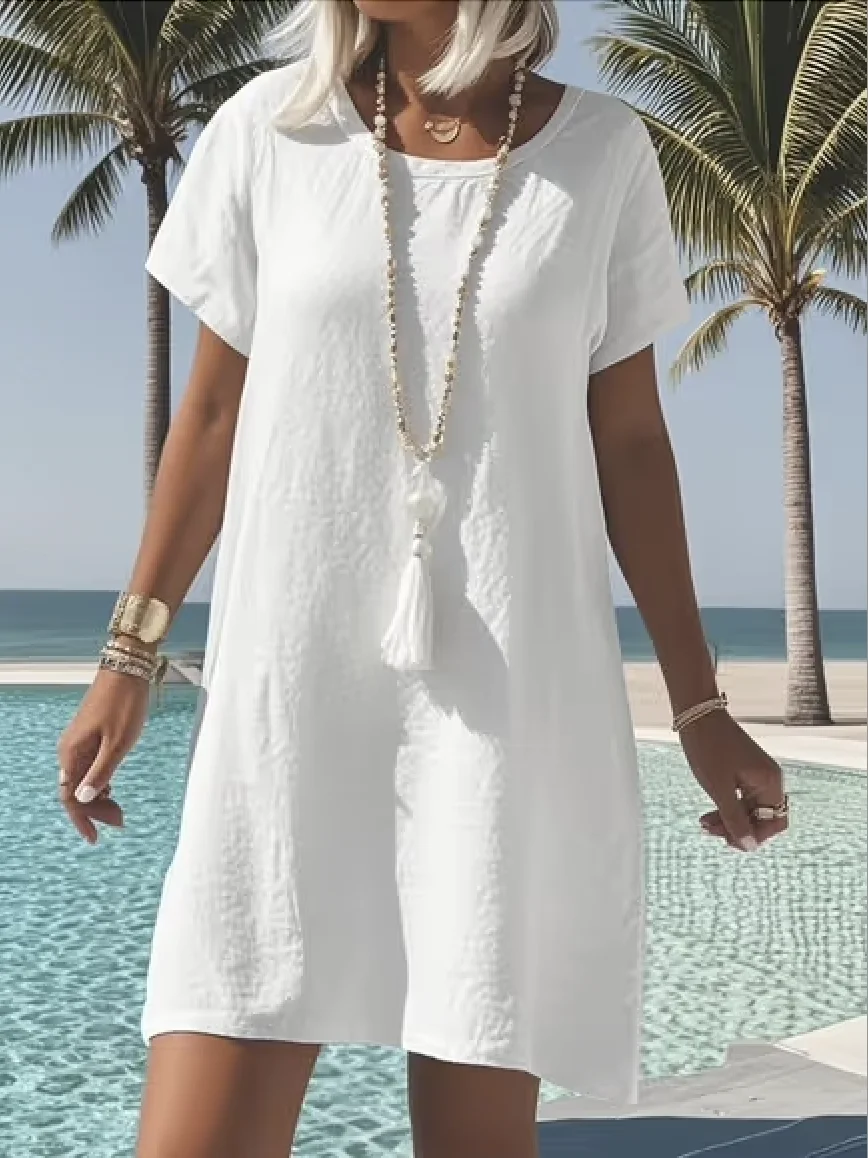 Crew Neck Casual Regular Fit Dress With No