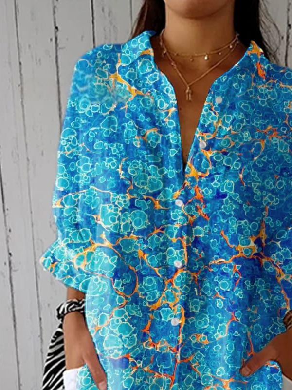Shirt Collar Loose Floral Casual Shirt