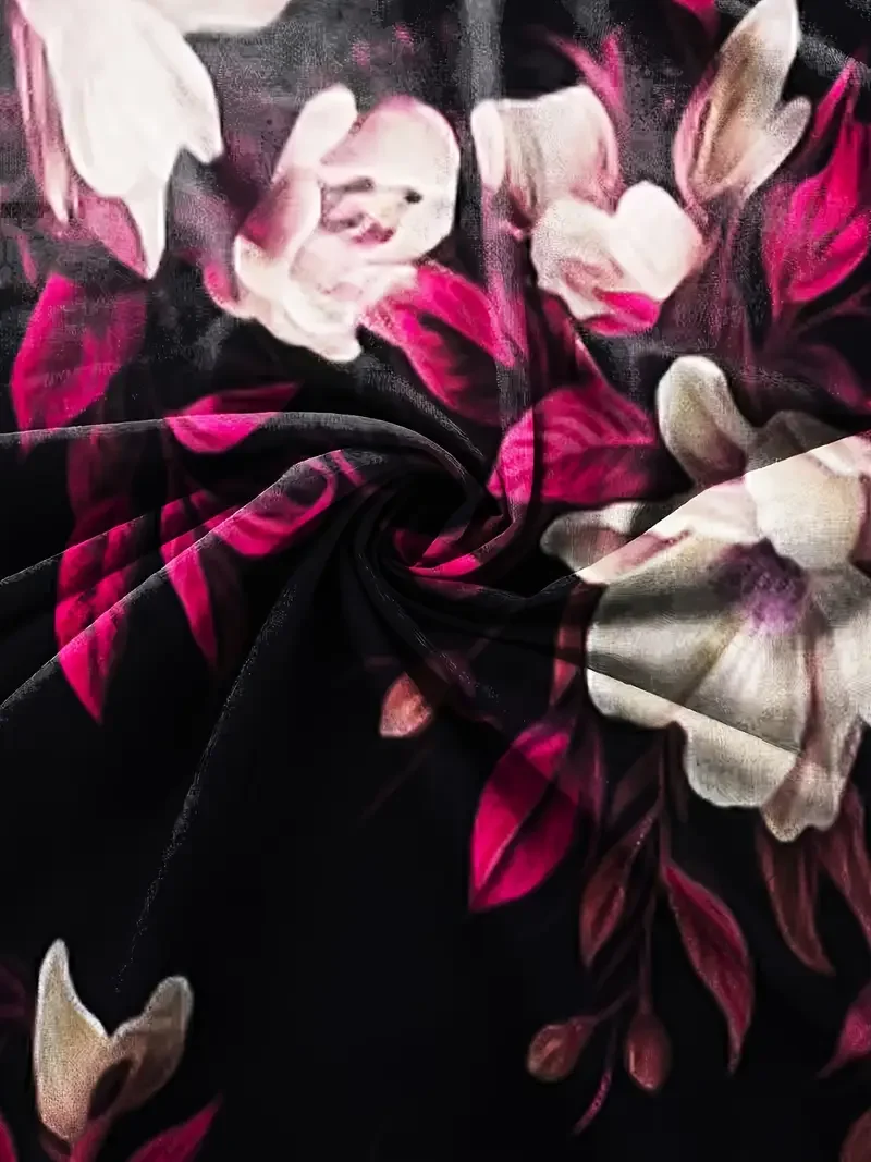 V Neck Casual Cotton Floral Dress With No