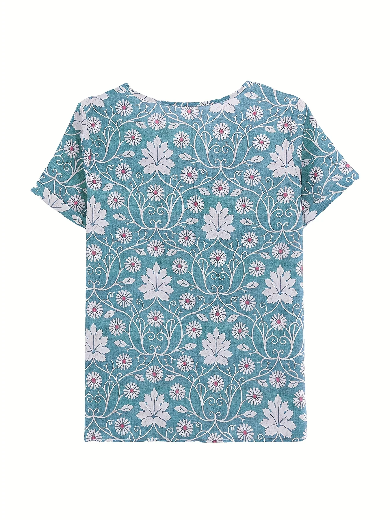 Floral Loose Linen Blend Casual Blouse