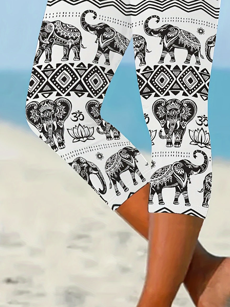 Women's Elephant Print Casual Leggings