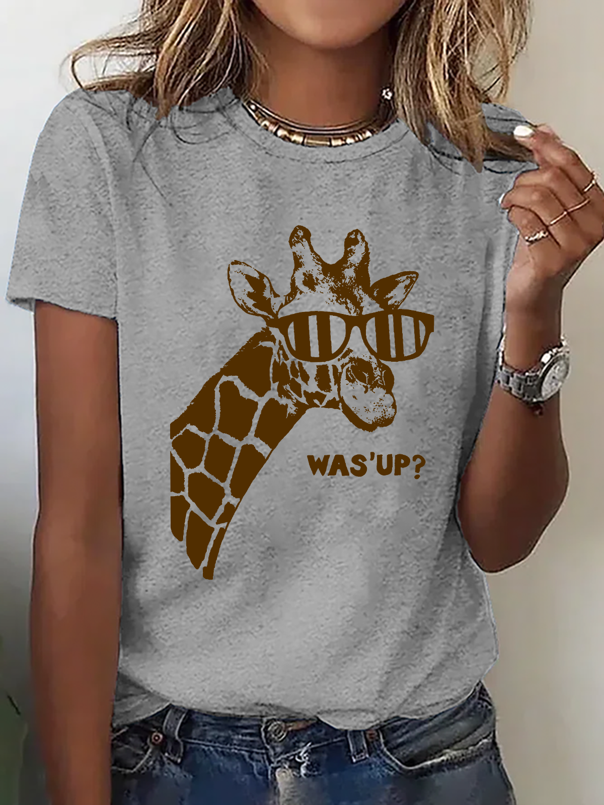 Funny Giraffe Cotton T-Shirt