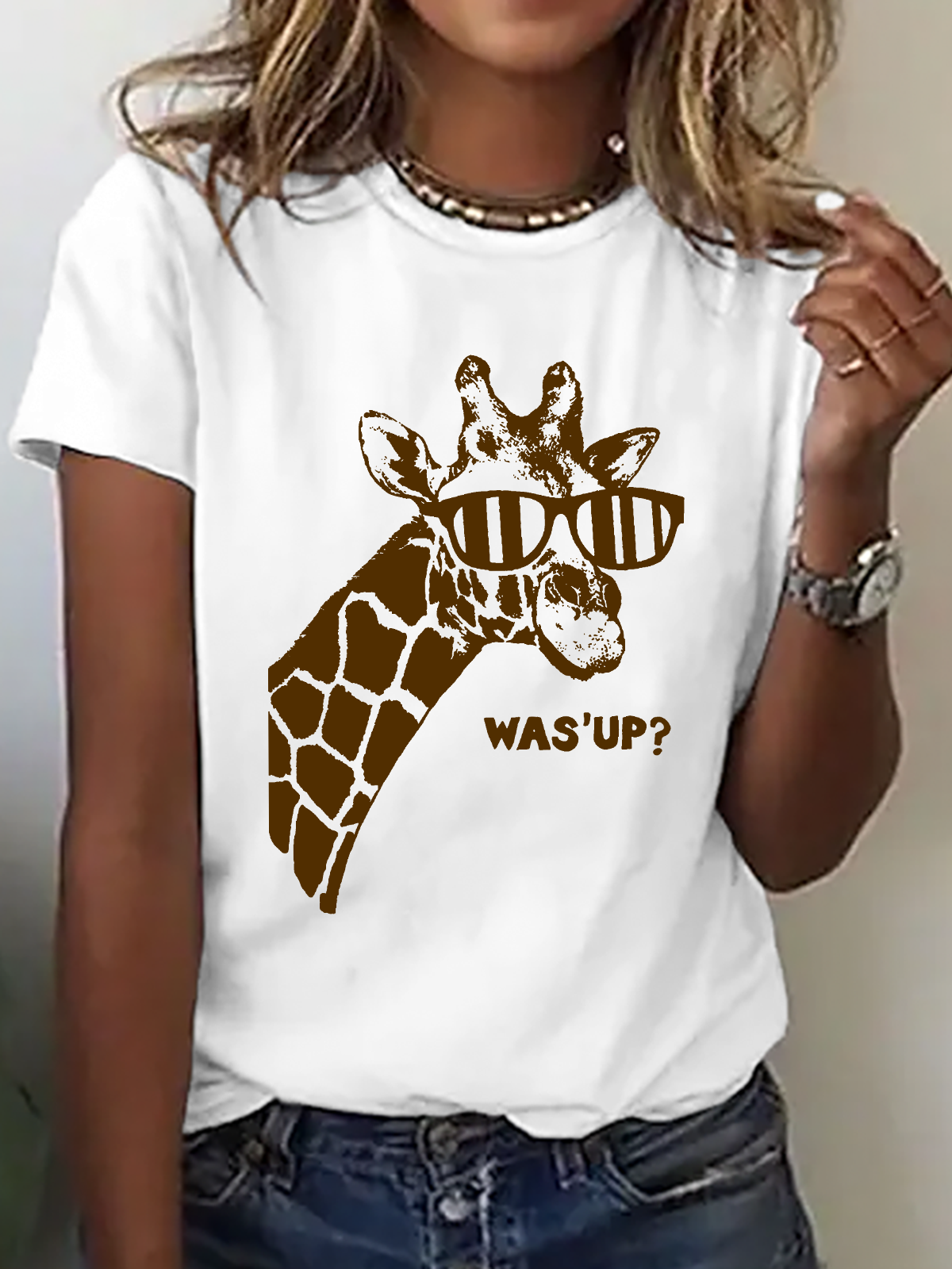 Funny Giraffe Cotton T-Shirt