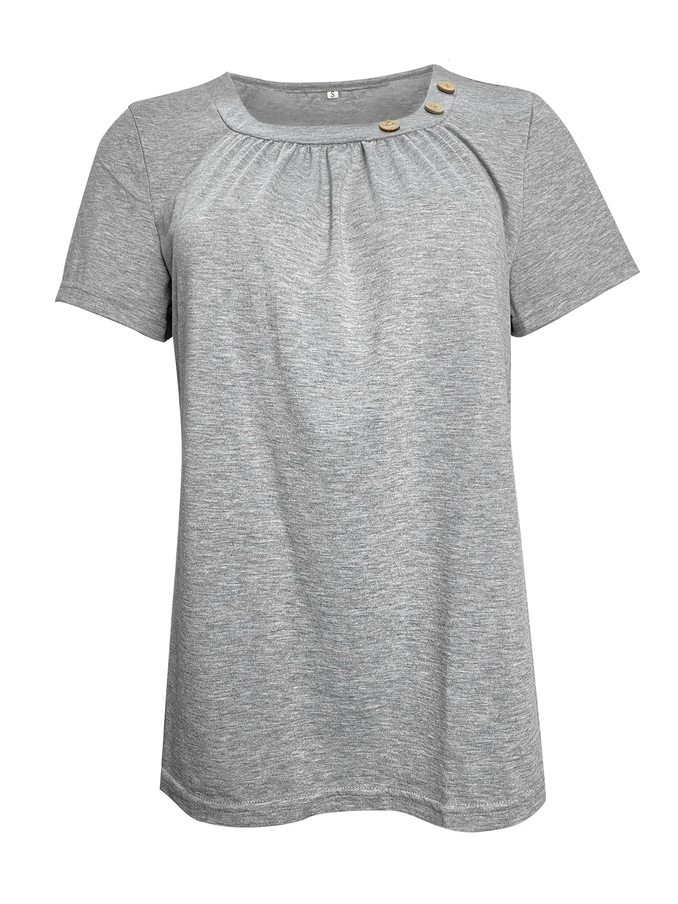 Women's Short Sleeve T-shirt Summer Red Plain Buckle Crew Neck Daily Going Out Casual Top