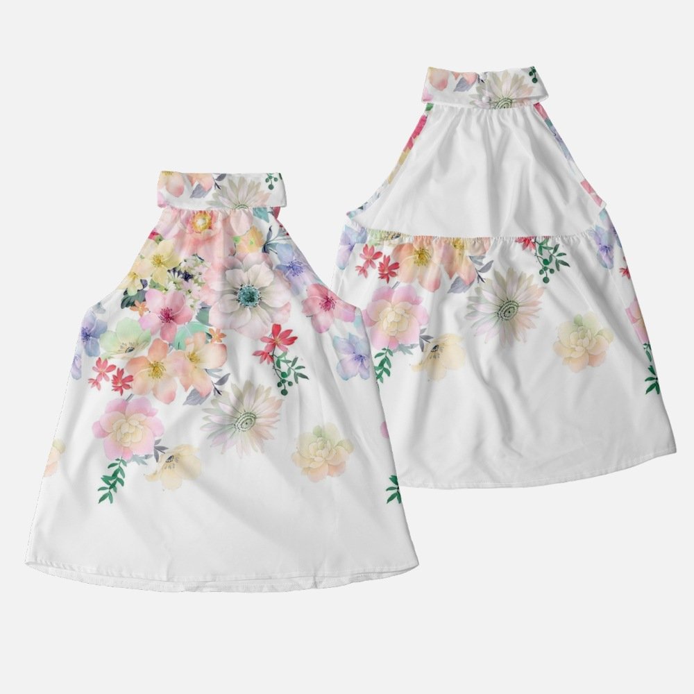 Halter Floral Regular Fit Casual T-Shirt