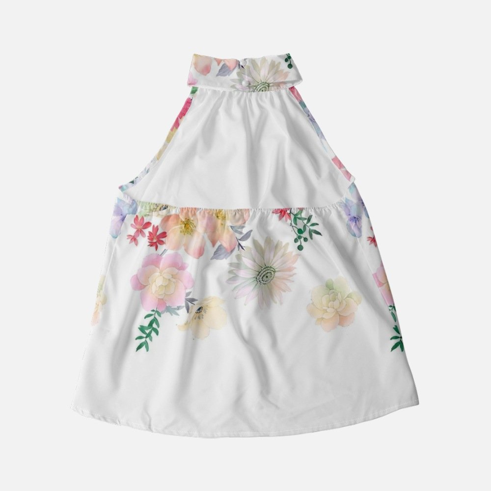 Halter Floral Regular Fit Casual T-Shirt