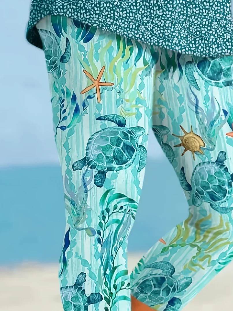 Women's Turtle Print Casual Leggings
