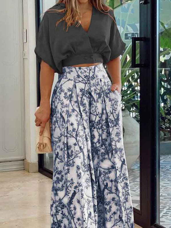 Women's Pocket Stitching Plain Daily Going Out Two-Piece Set Red Casual Summer Top With Pants Matching Set