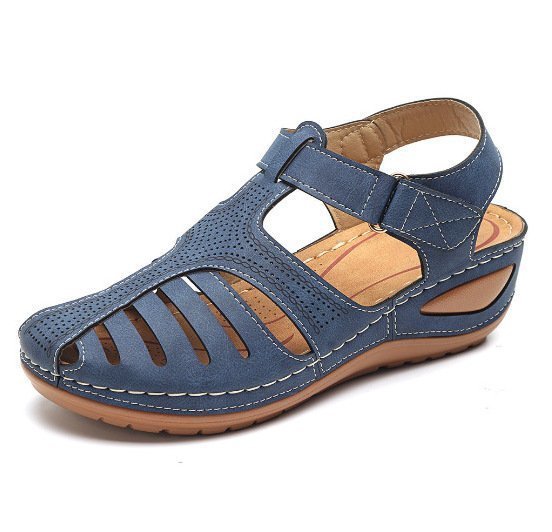 Retro Baotou Sandals For Women Summer New Hole Shoes Thick Bottom Round Toe Wedge Heel Octopus Sandals