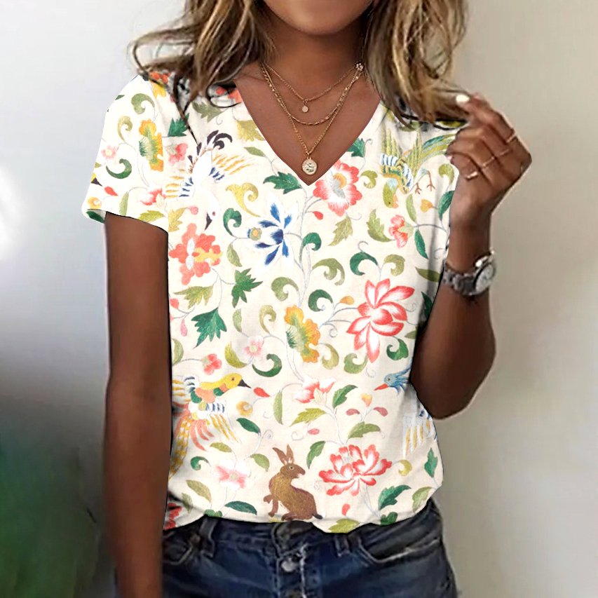 V Neck Cotton Casual T-Shirt