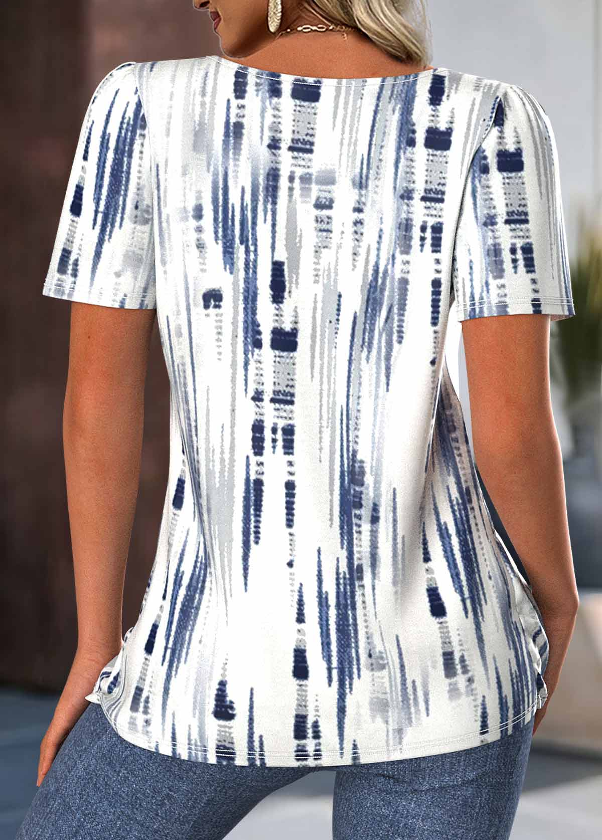 Loose Ethnic Jersey Gradient Pattern T-Shirt