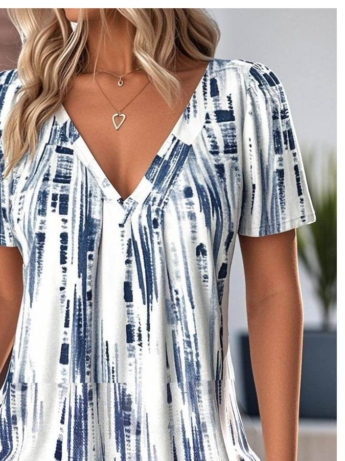 Loose Ethnic Jersey Gradient Pattern T-Shirt