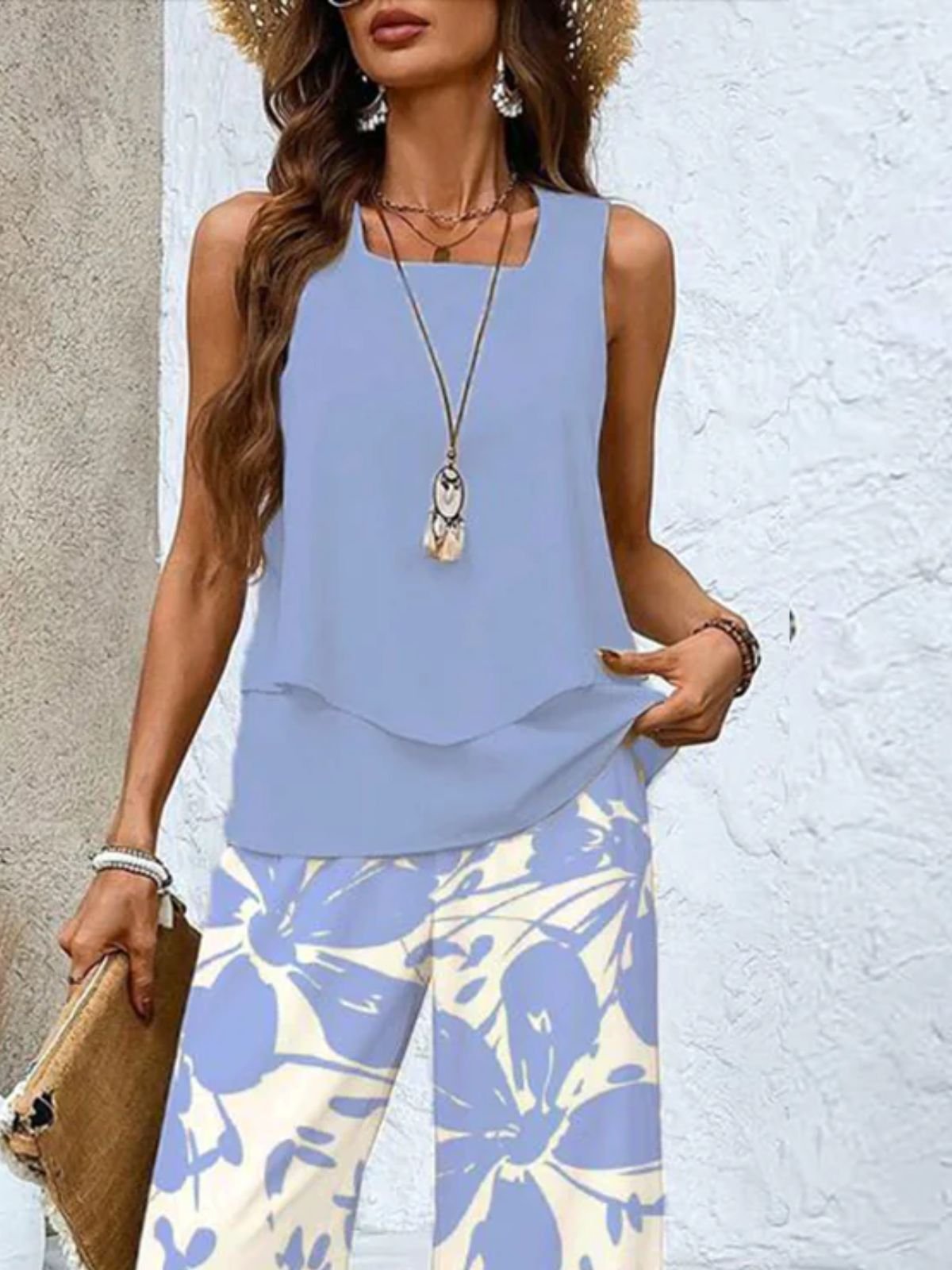 Casual Square Neck Two-Piece Set
