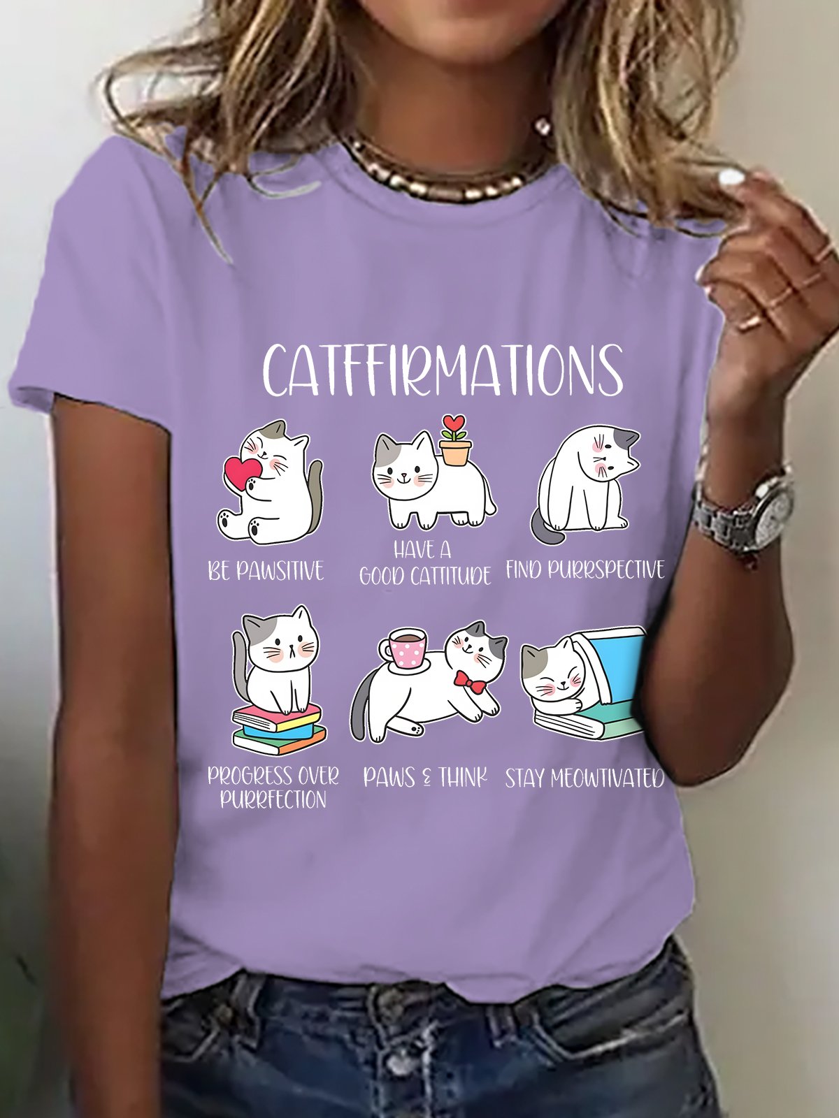 Positive Cats Catffirmations Cotton T-shirt