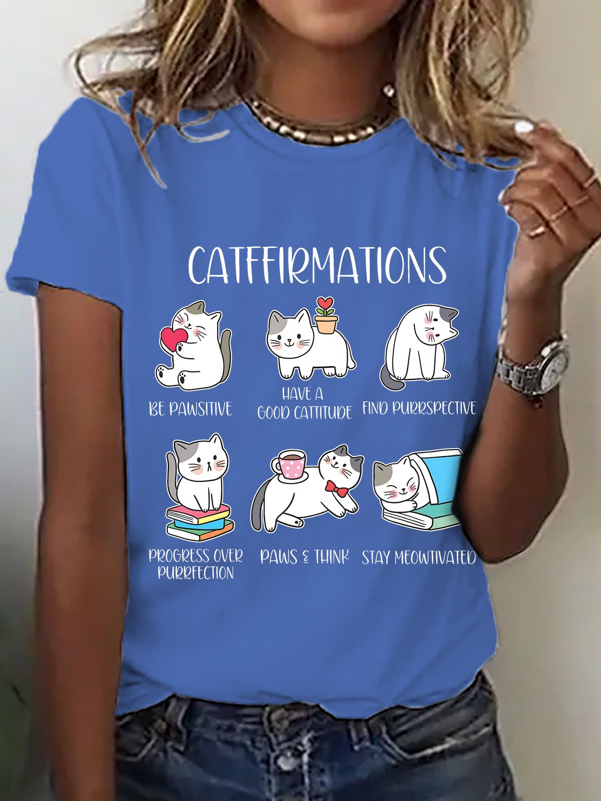 Positive Cats Catffirmations Cotton T-shirt