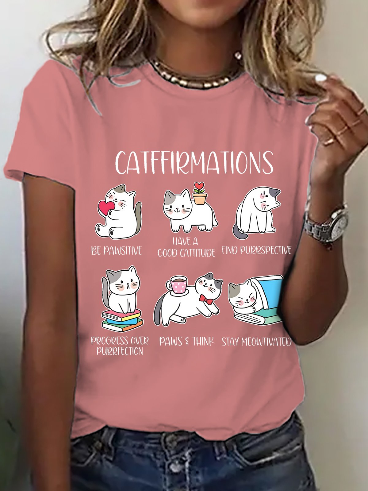 Positive Cats Catffirmations Cotton T-shirt