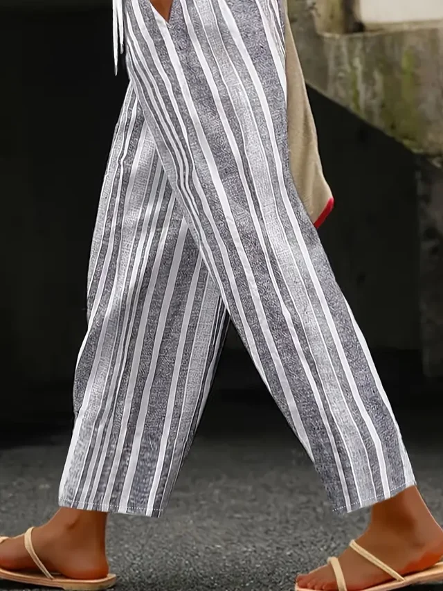 Women's Striped Print Casual Pants