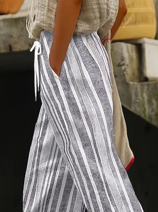 Women's Striped Print Casual Pants
