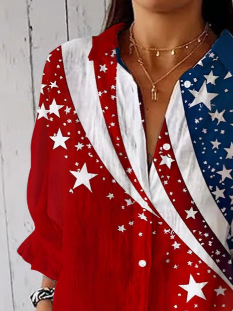Women's Independence Day Printed Casual Shirt
