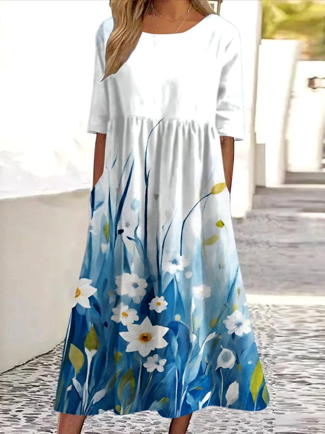 Cotton Casual Dress With No
