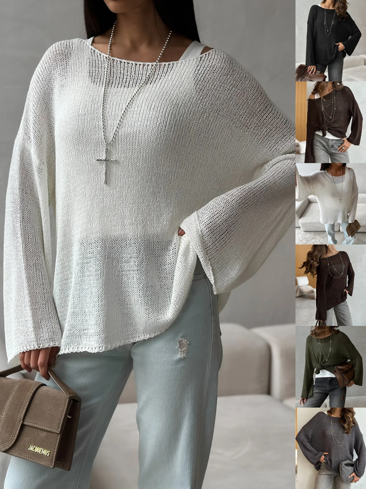 Off The Shoulder Cotton Loose Boho Sweater