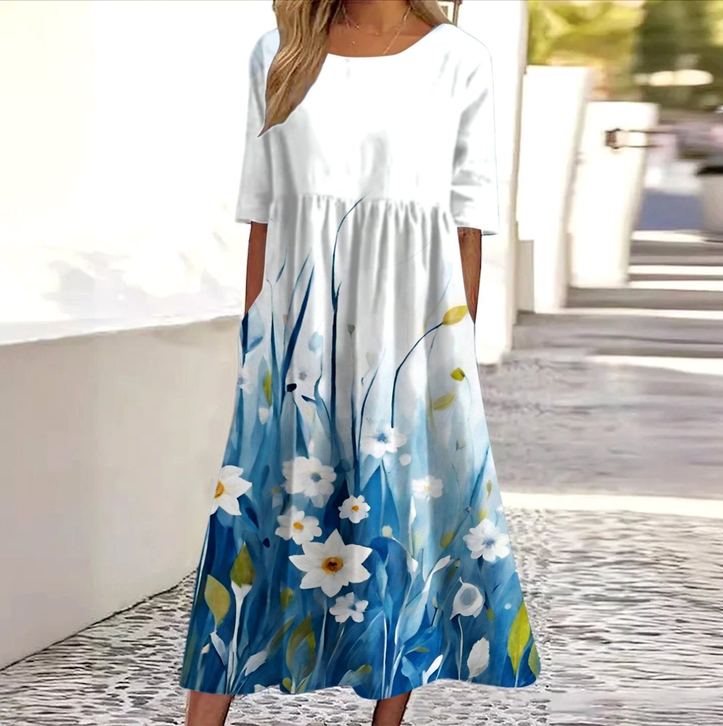 Cotton Casual Dress With No
