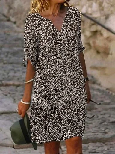 Women's Floral Print V-Neck Dress
