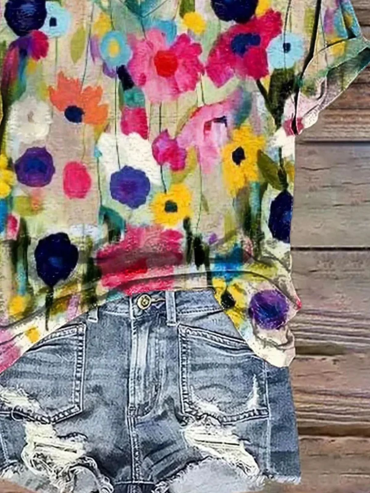Casual V Neck Regular Fit Ethnic T-Shirt