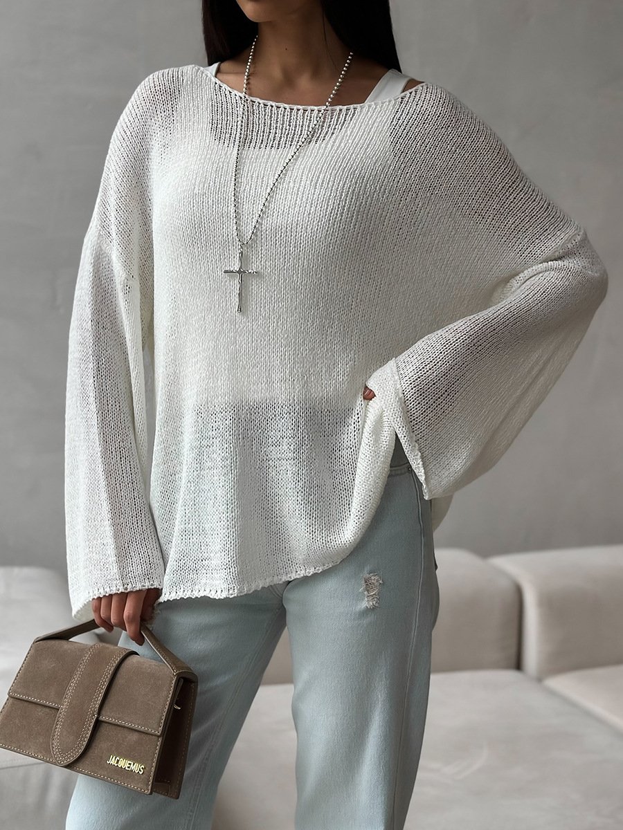 Off The Shoulder Cotton Loose Boho Sweater