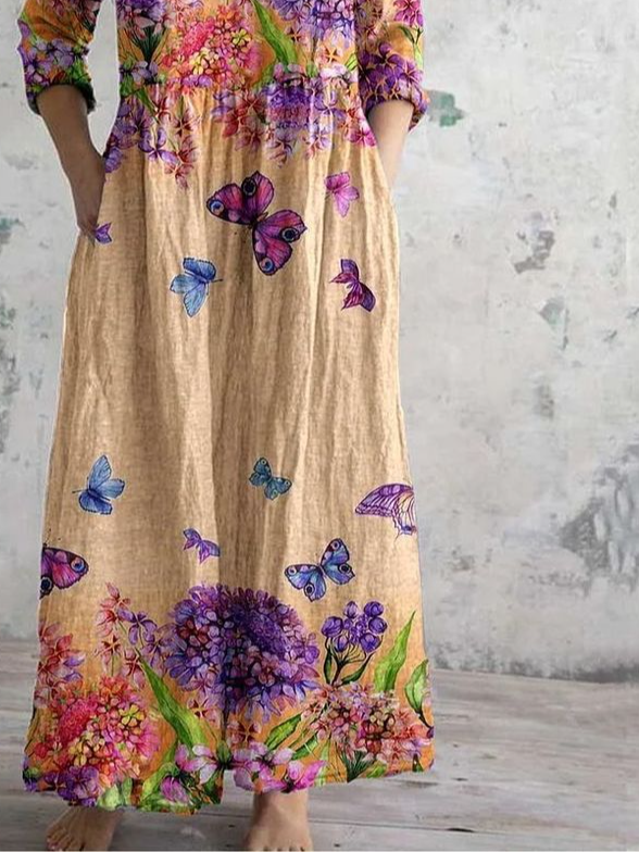 V Neck Regular Fit Casual Jersey Dress