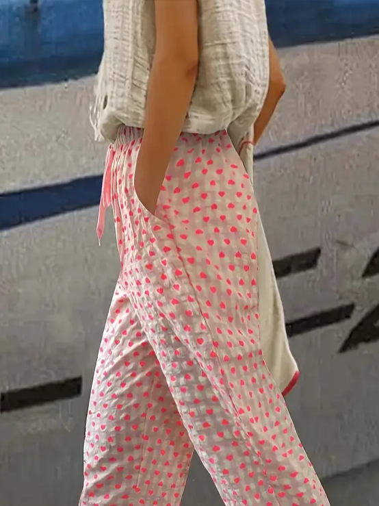 Women's Polka Dot Print Casual Pants