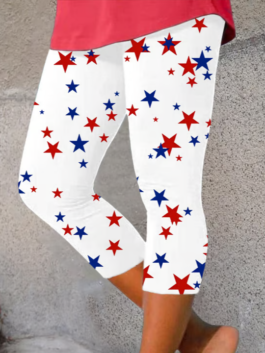 Women's Independence Day Star Print Casual Leggings