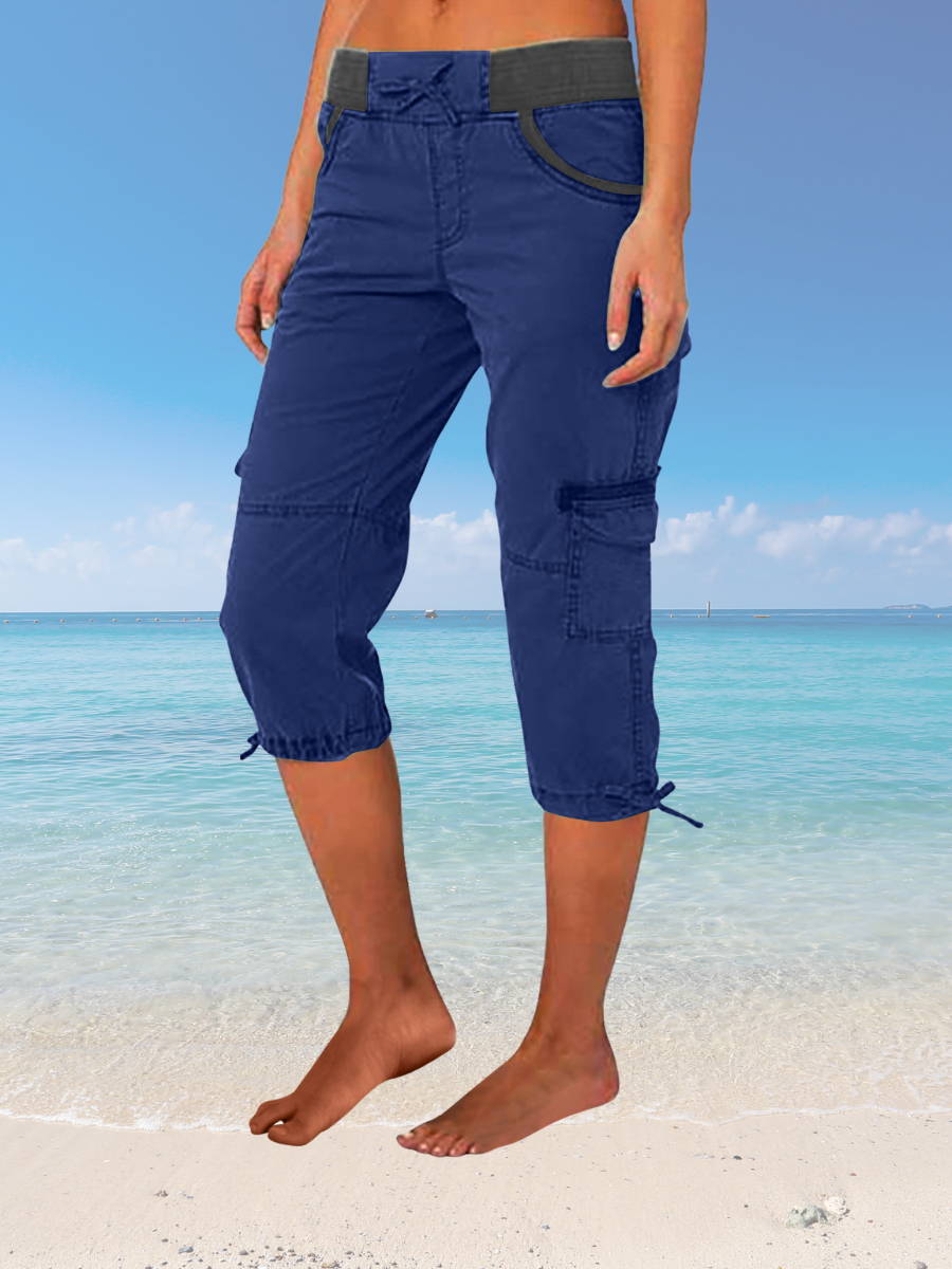 Women's  Elastic Waist H-Line Wide Leg Pants Daily Going Out Pants Black Casual Pocket Stitching Plain Summer Pants
