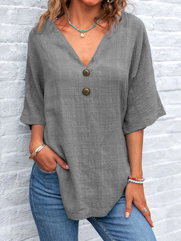 V Neck Regular Fit Casual T-Shirt