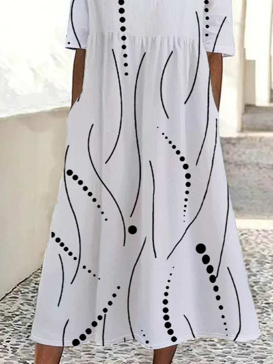 Women's Polka Dot Printed Casual Round Neck Short Sleeve Dress