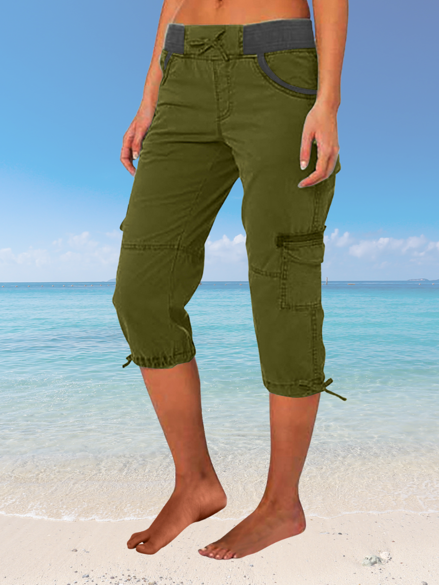 Women's  Elastic Waist H-Line Wide Leg Pants Daily Going Out Pants Black Casual Pocket Stitching Plain Summer Pants
