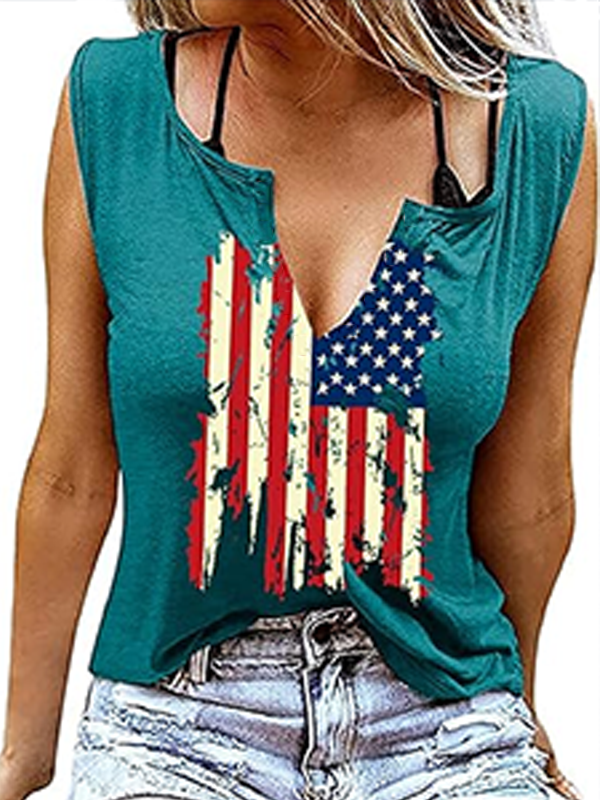 Casual America Flag Regular Fit Tank Top