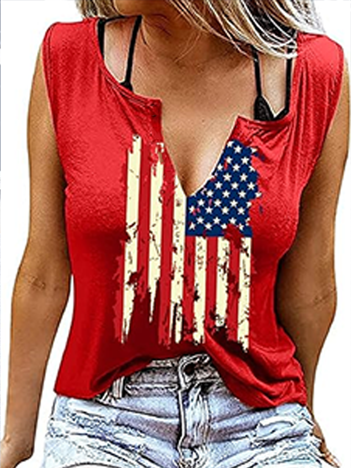 Casual America Flag Regular Fit Tank Top