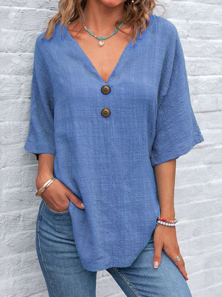 V Neck Regular Fit Casual T-Shirt