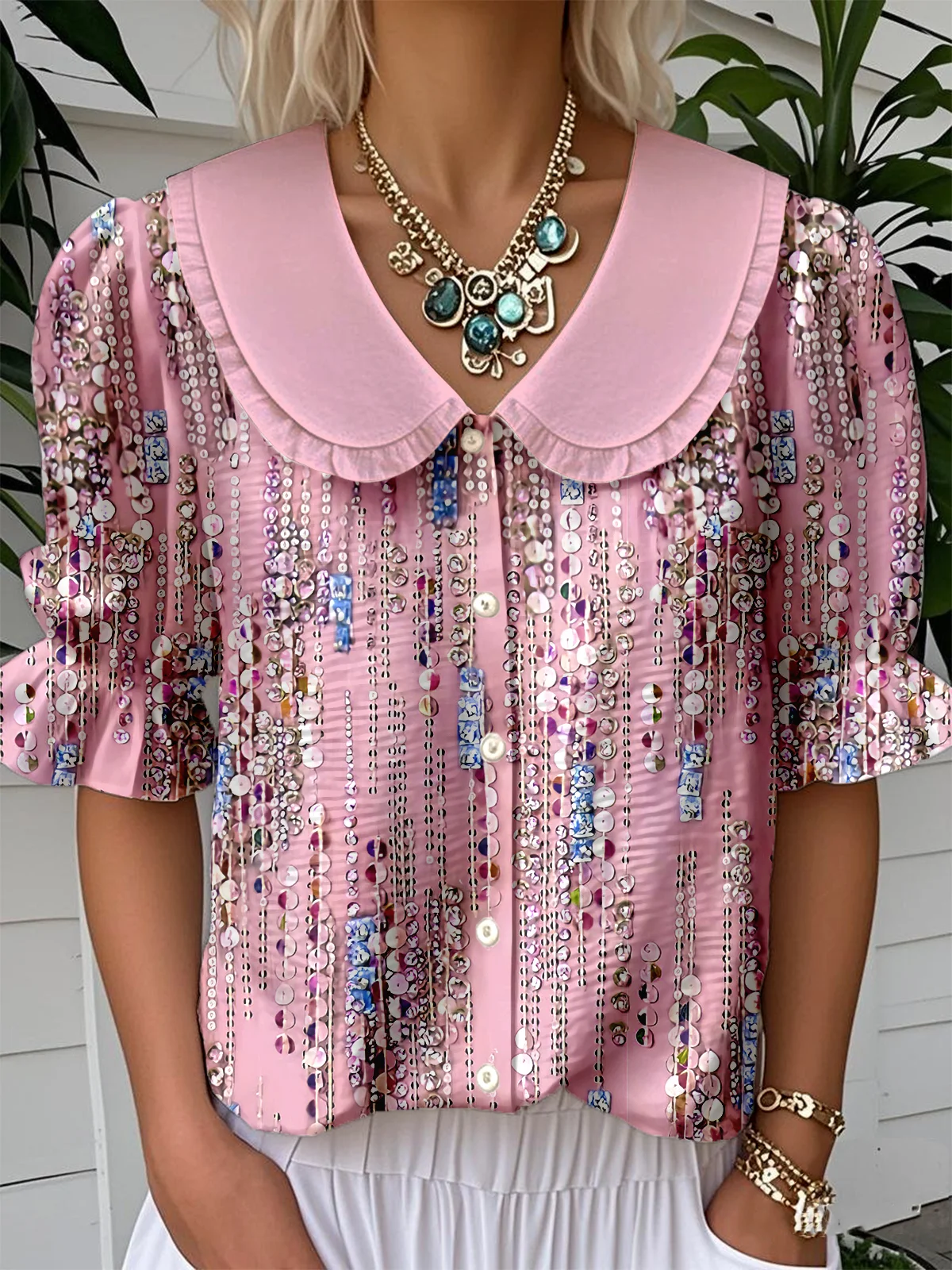 Gradient Pattern Loose Casual Shirt