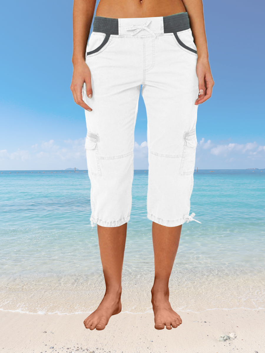 Women's  Elastic Waist H-Line Wide Leg Pants Daily Going Out Pants Black Casual Pocket Stitching Plain Summer Pants